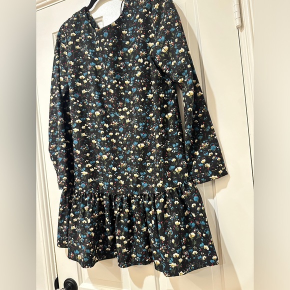 Philosophy black floral print long sleeve back bow ribbon mini flare dress - Picture 9 of 15